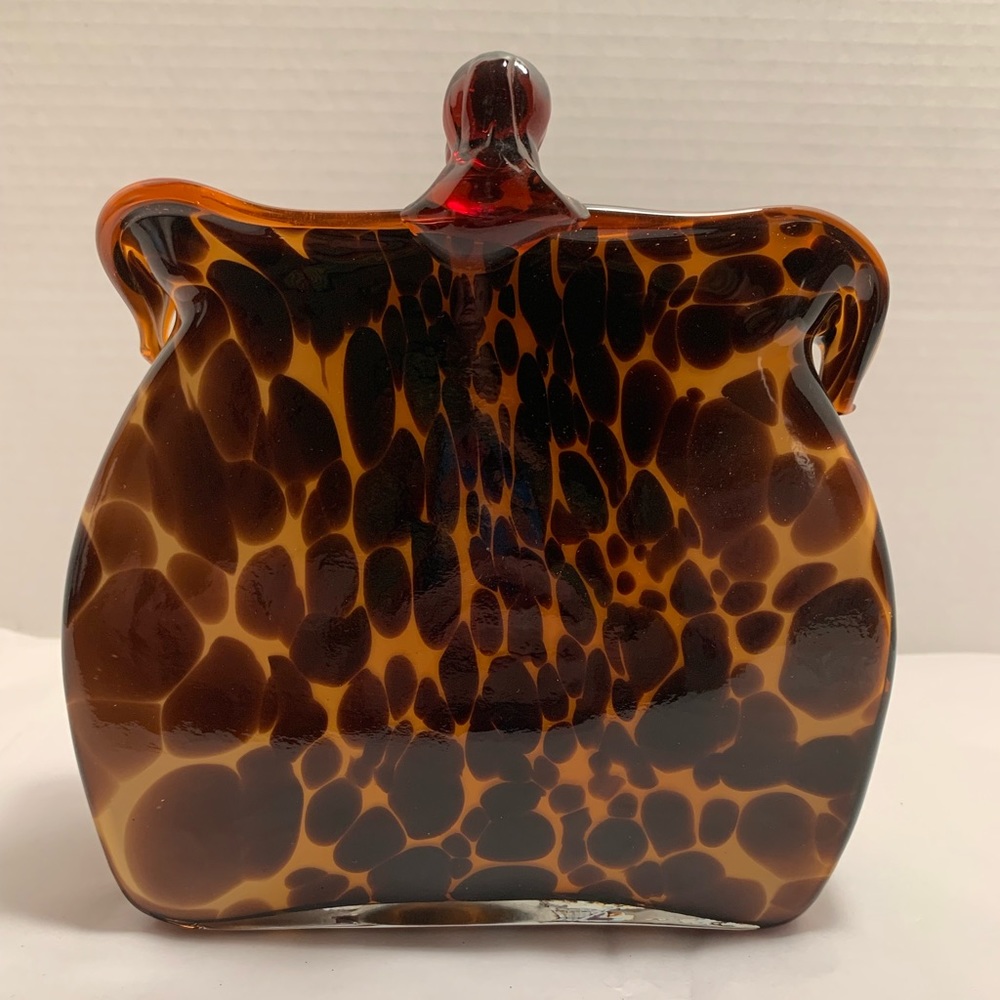 Leopard Print Hand Blown Glass Purse